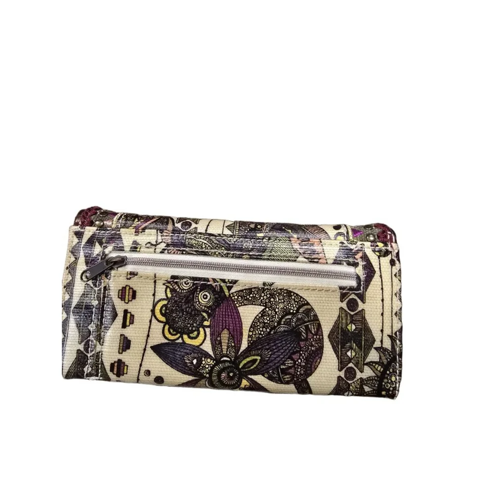 Women's Sakroots Artist Circle Wallet Beige Purple Pattern
